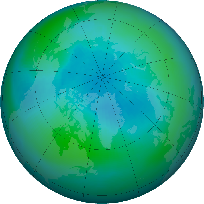 Arctic ozone map for September 1993